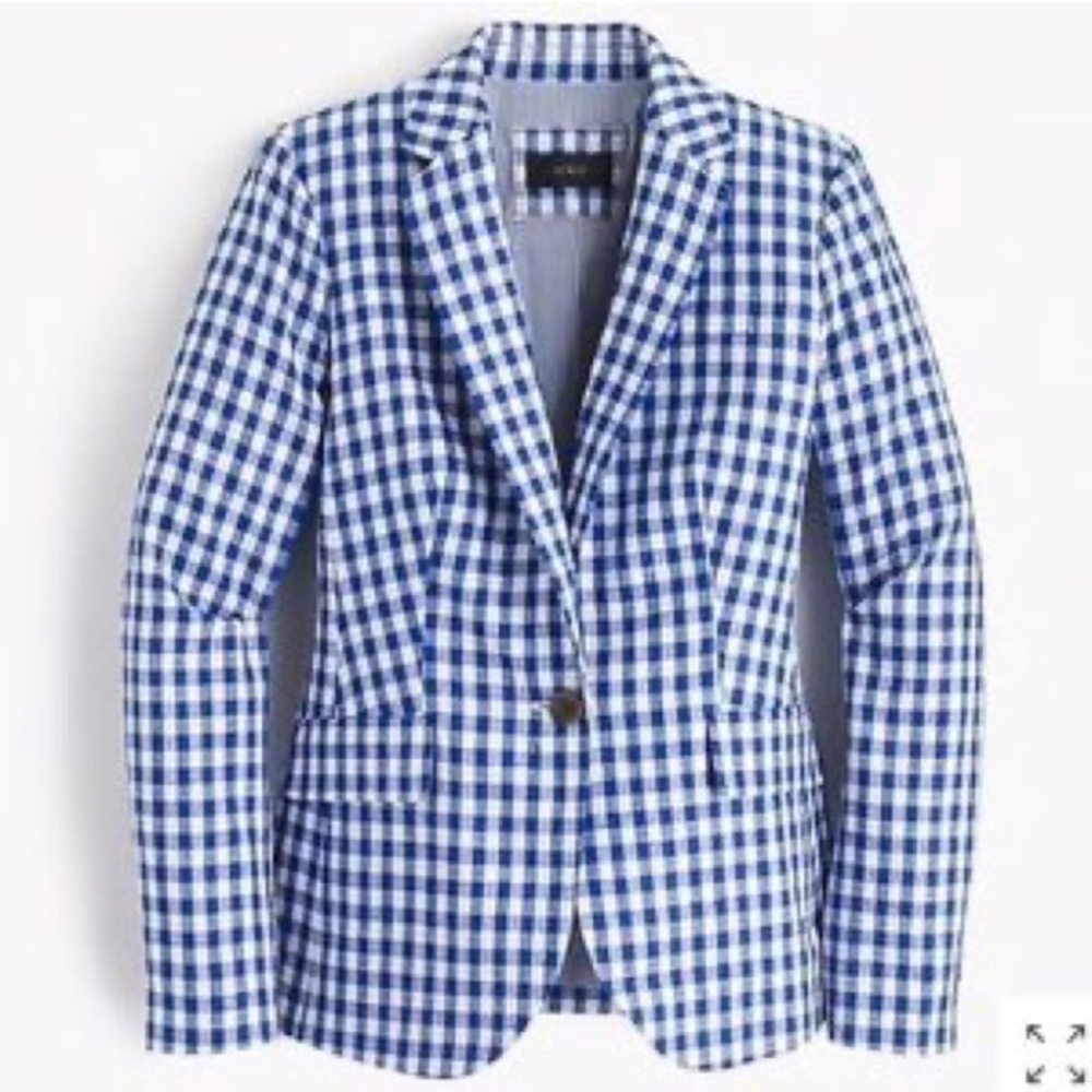 J Crew Campbell Gingham Linen Blazer